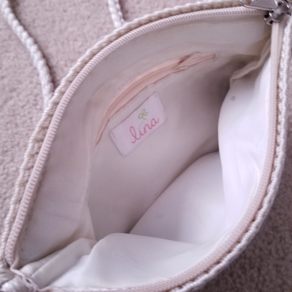 Cute Light Beige and Brown Crochet Knit Weave Shoulder Purse - Picture 9 of 12